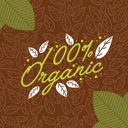 food fresh 100 organic brown leaves background vector illustrationのイラスト素材
