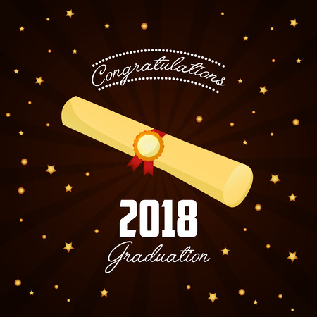 congratulations graduation brown stars background parchment vector illustrationのイラスト素材