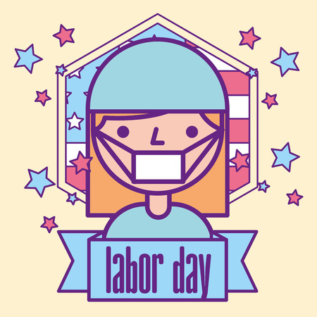 nurse banner american flag labor day vector illustrationのイラスト素材