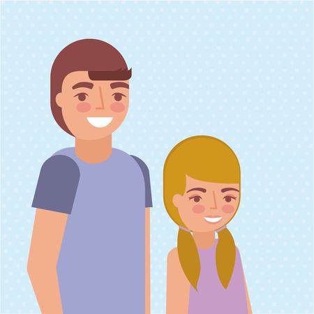 grandchildrens smiling stand colors background vector illustrationのイラスト素材