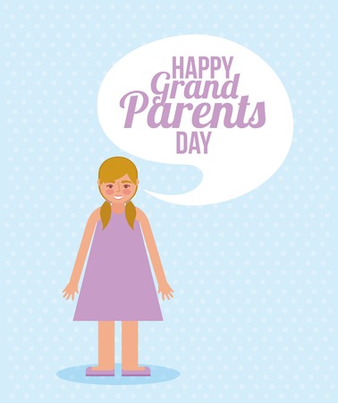 dotted background bubble girl stand smiling vector illustrationのイラスト素材