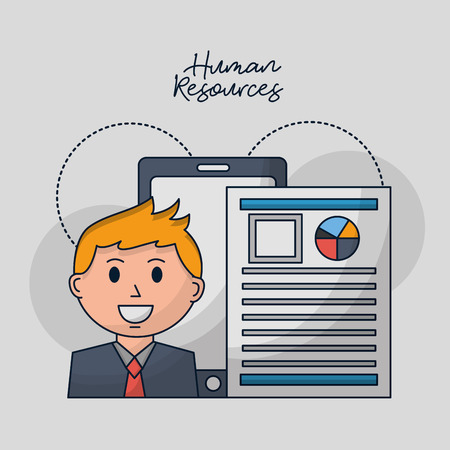 human resources male smiling document smarpthone vector illustrationのイラスト素材