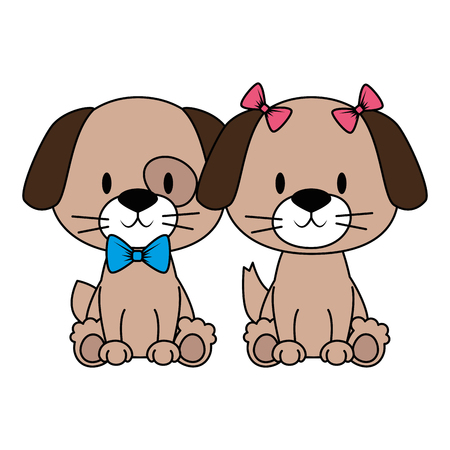 cute and adorable couple dog characters vector illustration designのイラスト素材