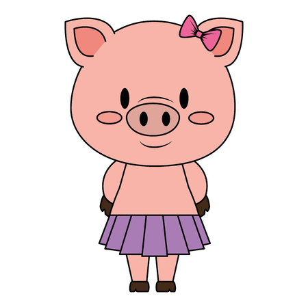 cute and adorable female piggy character vector illustration designのイラスト素材