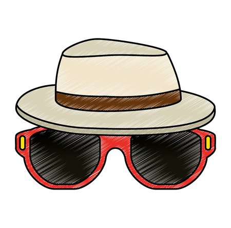 sunglasses summer with hat vector illustration designのイラスト素材