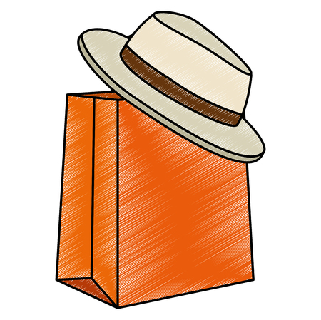 shopping bag with summer hat vector illustration designのイラスト素材