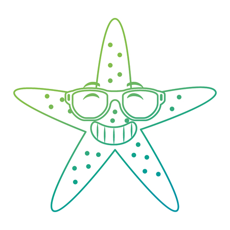 starfish animal beach with sunglasses vector illustration designのイラスト素材
