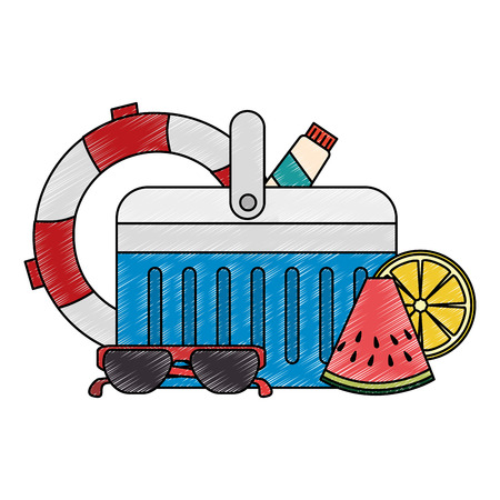 cooler with float and sunglasses vector illustration designのイラスト素材