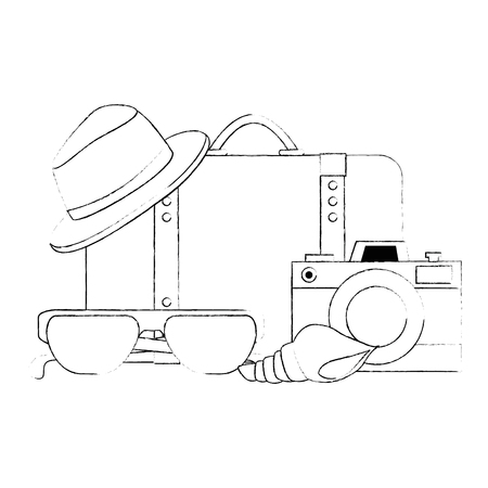 suitcase travel with vacations accessories vector illustration designのイラスト素材