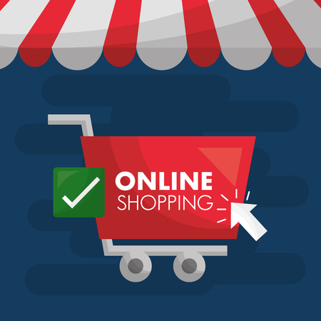 online shopping red car buy things arrow pointed vector illustrationのイラスト素材