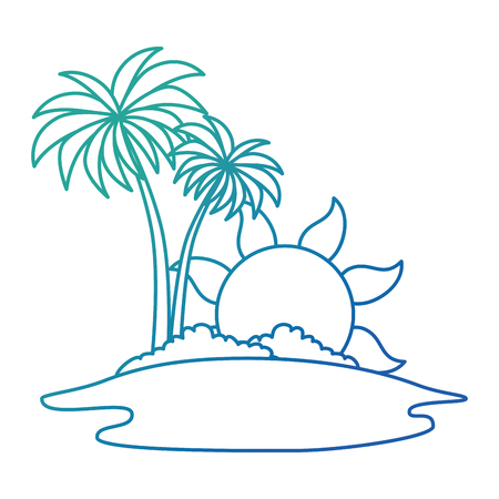 tree palms with sun scene vector illustration designのイラスト素材