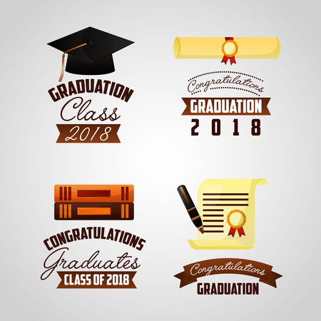 congratulations graduation signs books certificate vector illustrationのイラスト素材