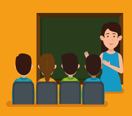 teacher with student characters vector illustration designのイラスト素材