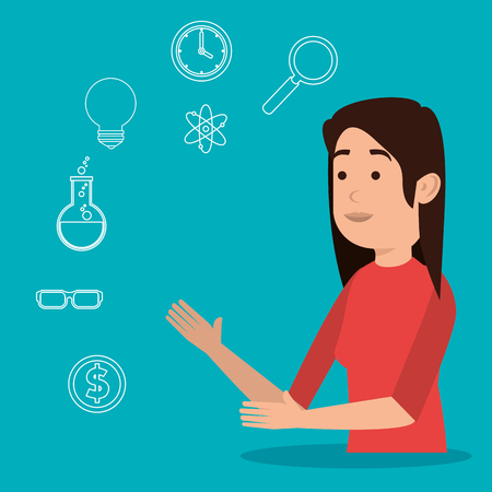 teacher woman with education icons vector illustration designのイラスト素材