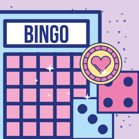 casino bingo card dices and chip game vector illustrationのイラスト素材