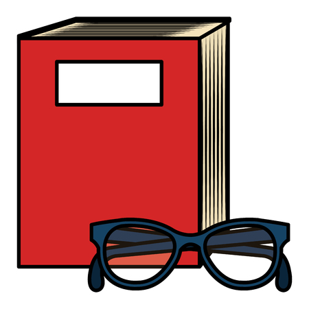 text books school with glasses vector illustration designのイラスト素材