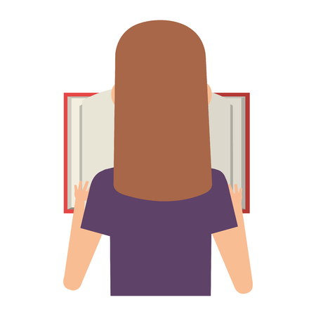 young girl student with text book school vector illustration designのイラスト素材