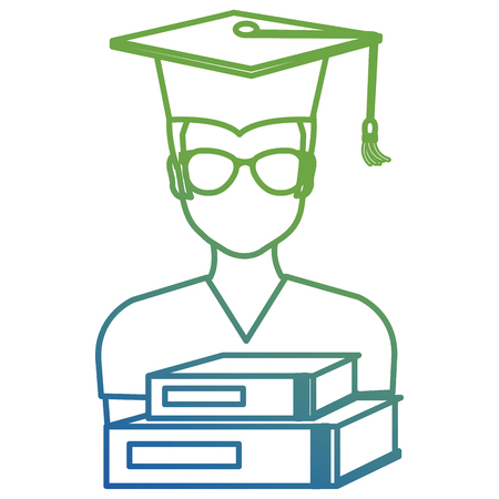 young student graduate with text books school vector illustration designのイラスト素材