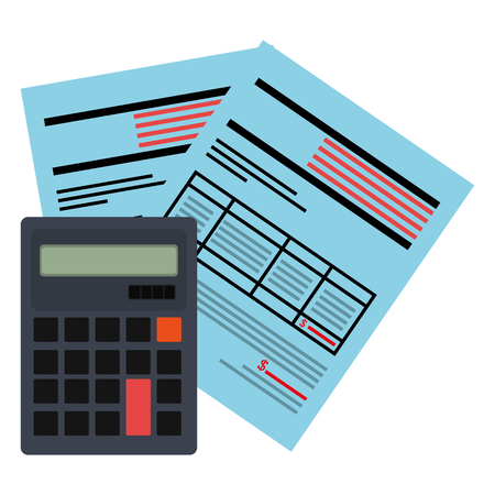 calculator math with documents vector illustration designのイラスト素材