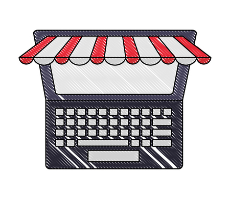 laptop computer technology ecommerce online buy vector illustrationのイラスト素材