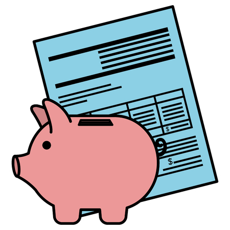 financial documents with piggy savings vector illustration designのイラスト素材