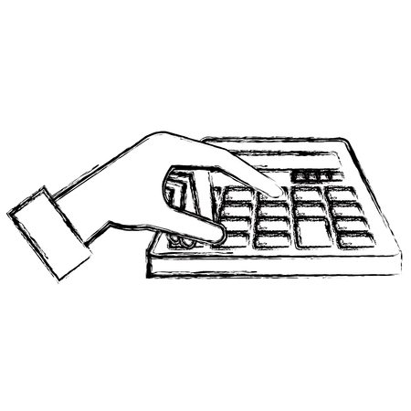 hand with calculator math isolated icon vector illustration designのイラスト素材