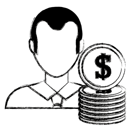 businessman with coins money vector illustration designのイラスト素材