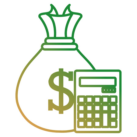 calculator math with money bag vector illustration designのイラスト素材