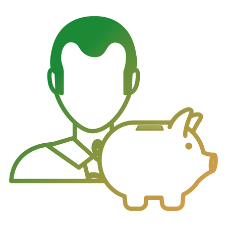 businessman with piggy savings vector illustration designのイラスト素材