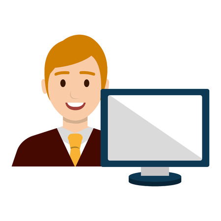 businessman with computer avatar vector illustration designのイラスト素材