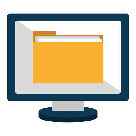 computer display with folder vector illustration designのイラスト素材