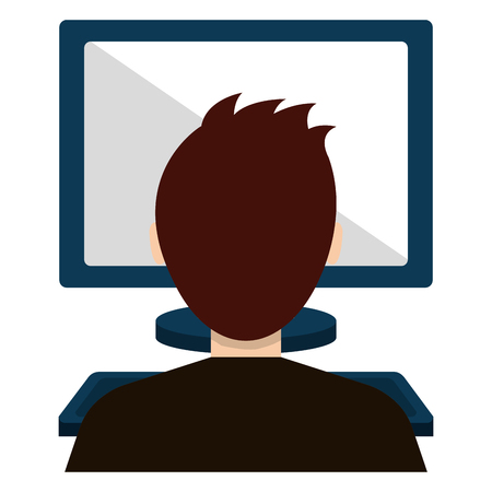 businessman with computer avatar vector illustration designのイラスト素材