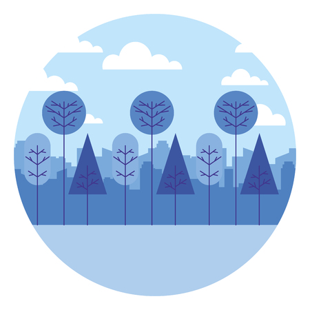 landscape nature with tree plant isolated icon vector illustration designのイラスト素材