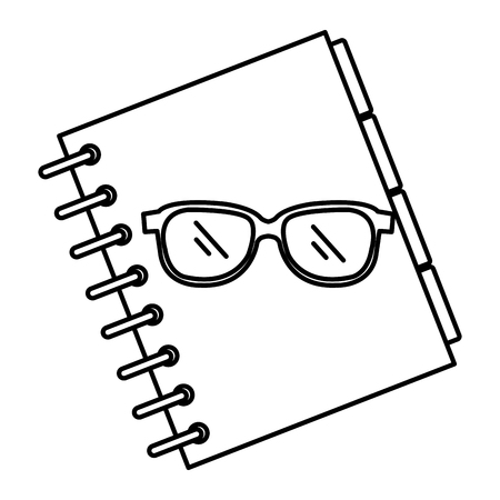 notebook agend with glasses vector illustration designのイラスト素材