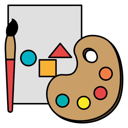 notebook sheet with pallette and brush paint vector illustration designのイラスト素材