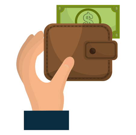 hand with wallet and bills dollars vector illustration designのイラスト素材