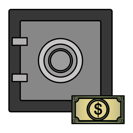 safe box with bill dollar vector illustration designのイラスト素材