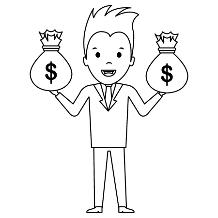businessman with money bags vector illustration designのイラスト素材