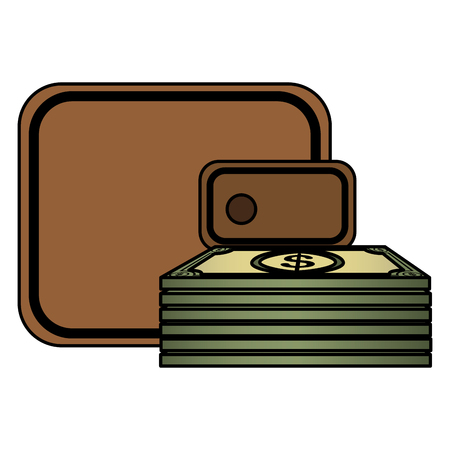 wallet money with bills dollars vector illustration designのイラスト素材