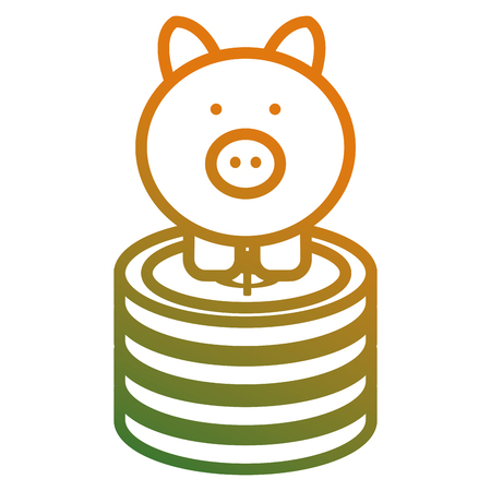 piggy savings with coins vector illustration designのイラスト素材