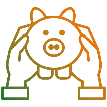 hands with piggy savings vector illustration designのイラスト素材