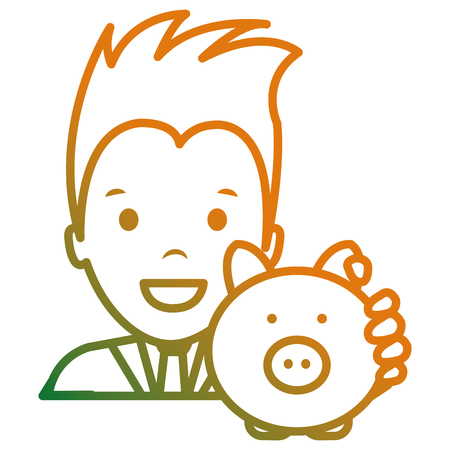businessman with piggy savings vector illustration designのイラスト素材