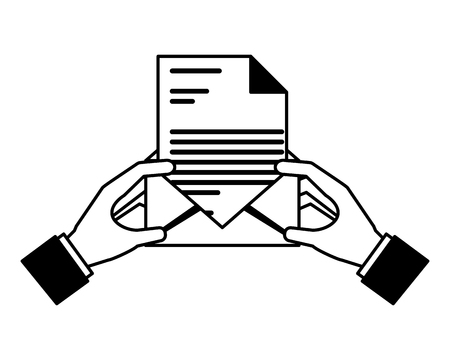 hands with envelope mail and document isolated icon vector illustration designのイラスト素材