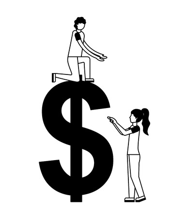 couple with symbol dollar isolated icon vector illustration designのイラスト素材