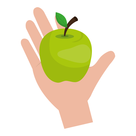 hand with apple fresh fruit vector illustration designのイラスト素材
