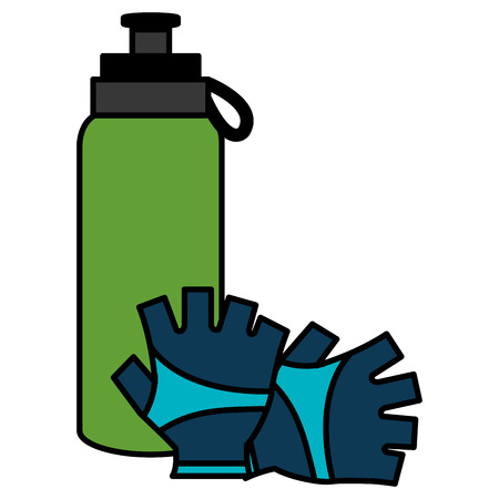 bottle gym with glove vector illustration designのイラスト素材