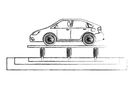 new car on conveyor of the factory vector illustrationのイラスト素材