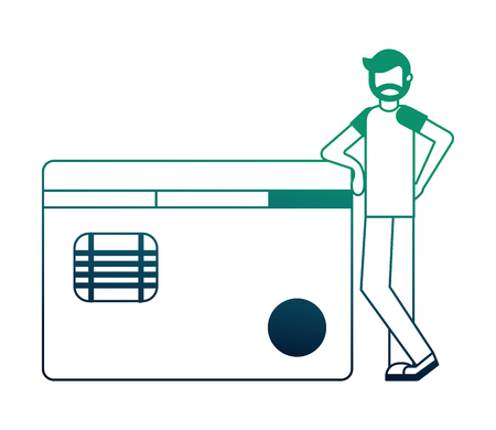 young man with credit card money icon vector illustration designのイラスト素材