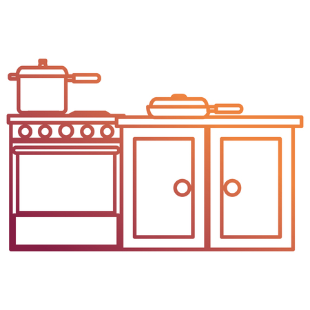 kitchen oven with pot and drawer vector illustration designのイラスト素材