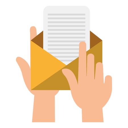 hands with envelope mail vector illustration designのイラスト素材